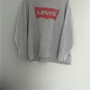 Levi's Gray Crewneck Sweater with Red Logo